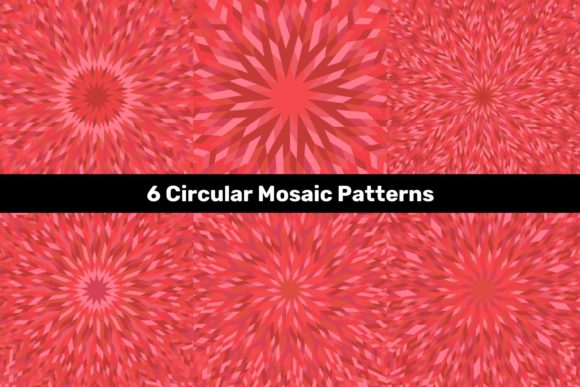 6 Red Circular Mosaic Patterns