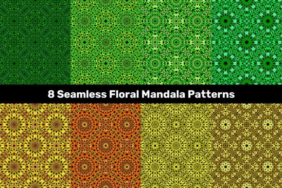 8 Seamless Floral Mandala Patterns: A Versatile Design Resource for Creative Professionals