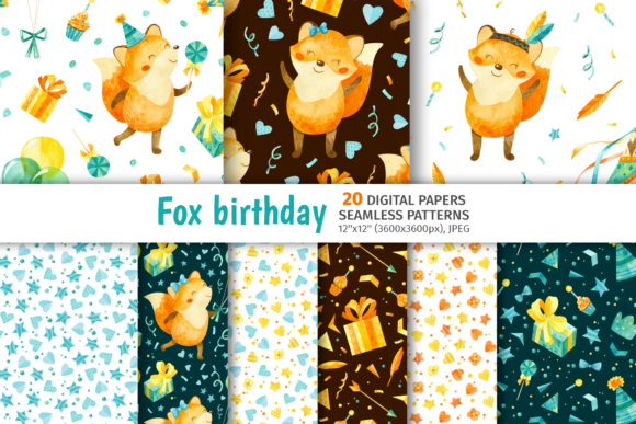 Baby Fox Seamless Patterns: Cute Animal Designs