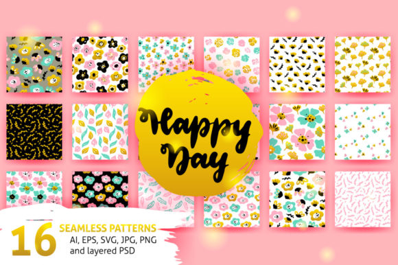 Flower Paint Seamless Patterns for Trendy, Creative Projects