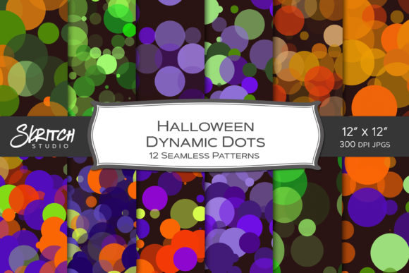 Halloween Dynamic Dots Seamless Patterns