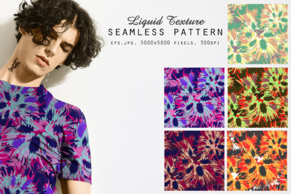 Liquid Paint Seamless Patterns Set