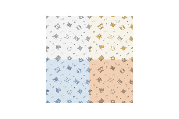 Set of Seamless Patterns with Doodle Linear Icons