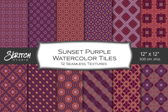 Sunset Purple Watercolor Tile Patterns