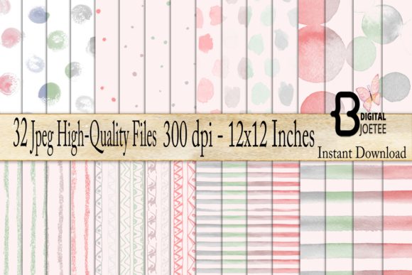 Watercolor Doodle Patterns Dots Stripes: A Practical Look at Versatile Digital Papers