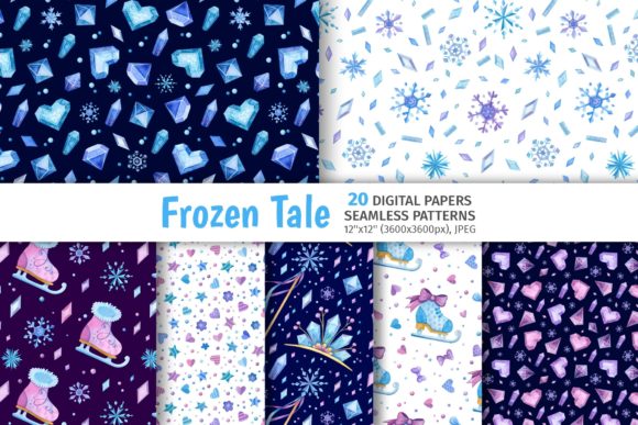 Winter Patterns, Frozen Digital Papers for Creative Projects